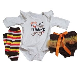 1st Thanksgiving Turkey Baby Girl Outfit